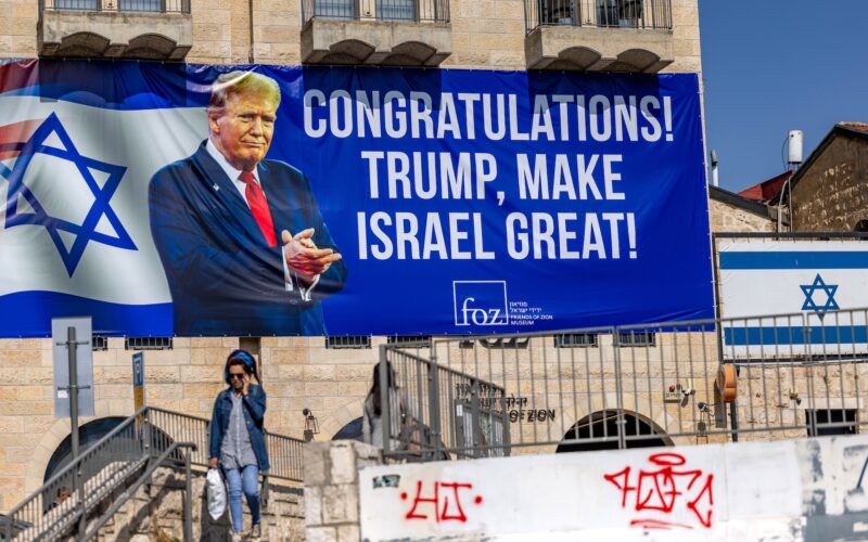 Sign congratulating President Trump for his victory in the US presidential election