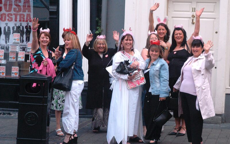 Women celebrate at a bachelorette party