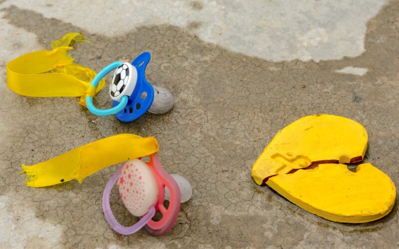 Pacifiers at Hostage square in Tel Aviv